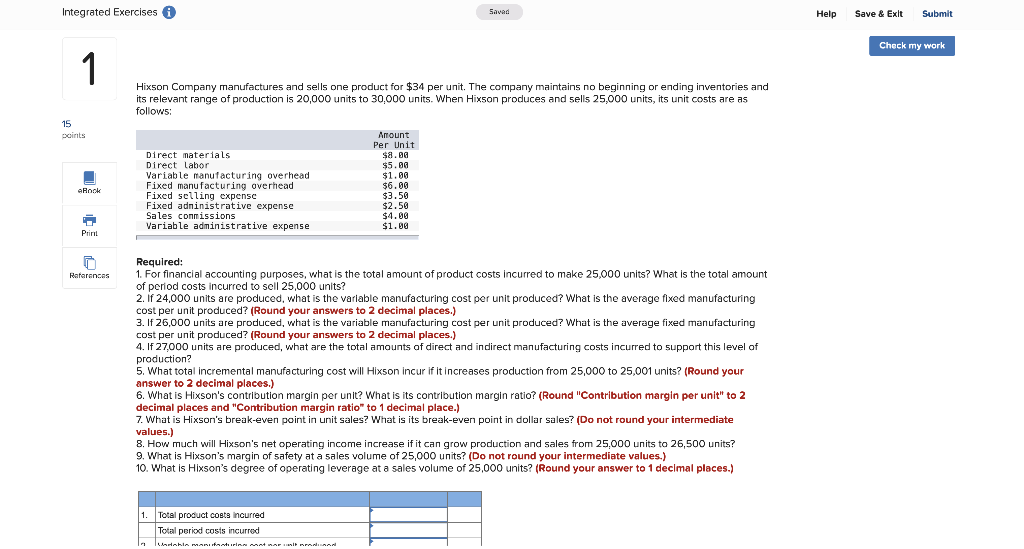  Integrated Exercises A Savad Help Save & Exit Submit Check my