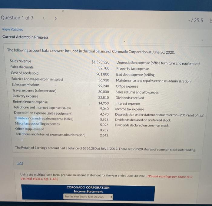  i need help with making a multiple step income statment Question