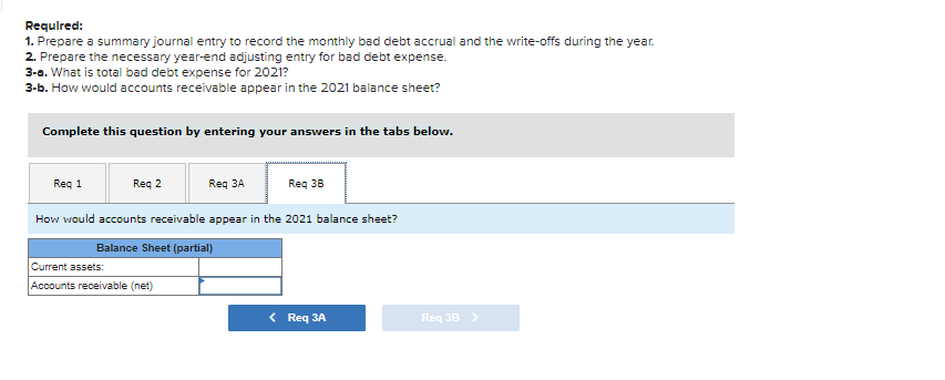 for the month. At the fiscal year-end of December 31, an aging