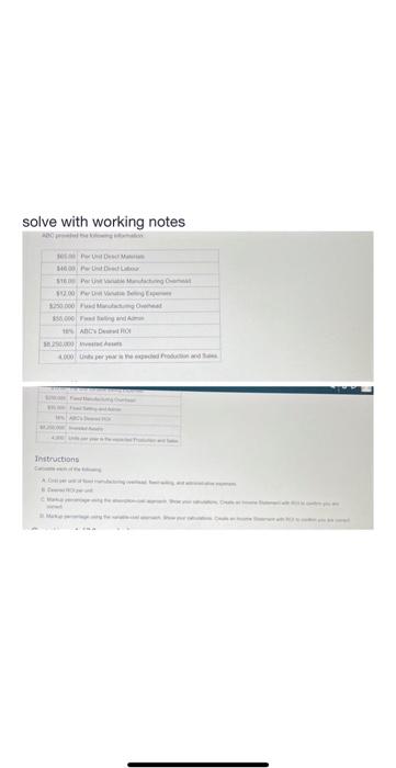 solve with working notes