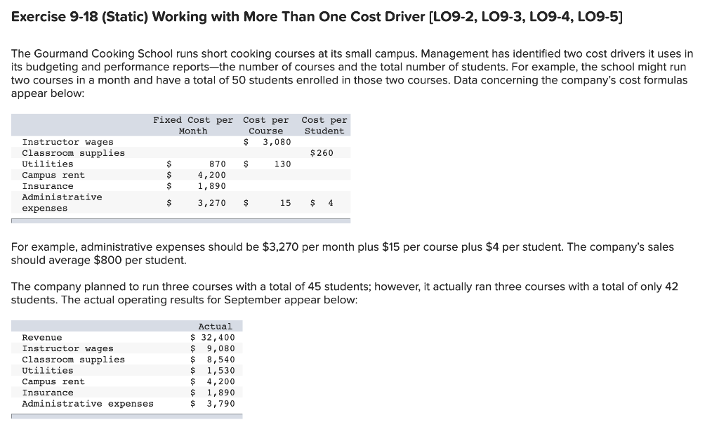  Exercise 9-18 (Static) Working with More Than One Cost Driver (LO9-2,