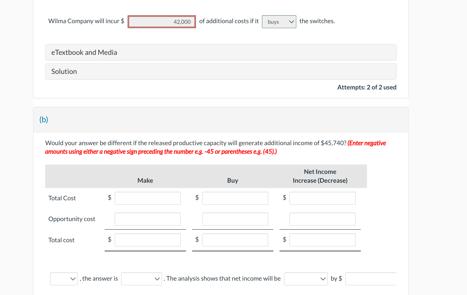  Current Attempt in Progress Sandhill Company must decide whether to make