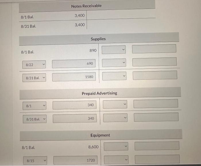 Grouper Repair Services. During August, the following summary transactions were completed. Aug