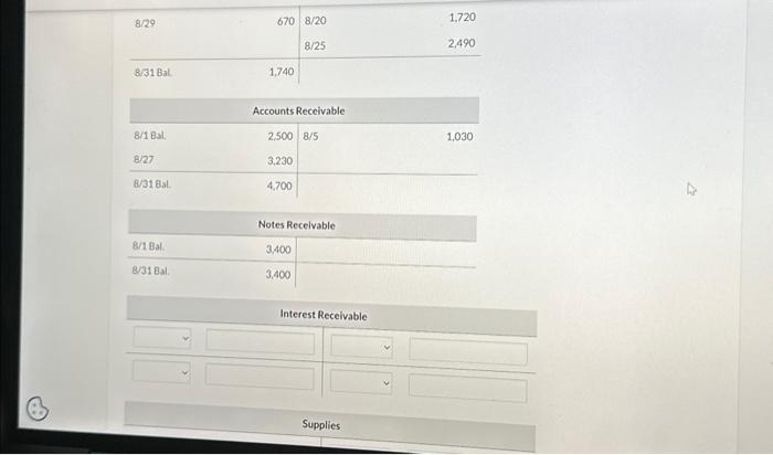 1,720 \\ & & 8/25 & 2,490 \\ \hline 8/31 Bal. &