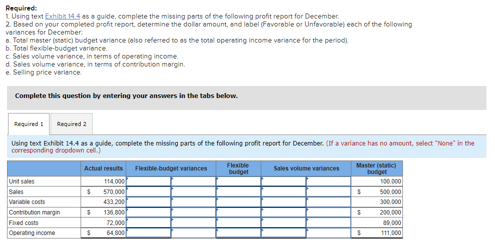  Required: 1. Using text Exhibit 14.4 as a guide, complete the