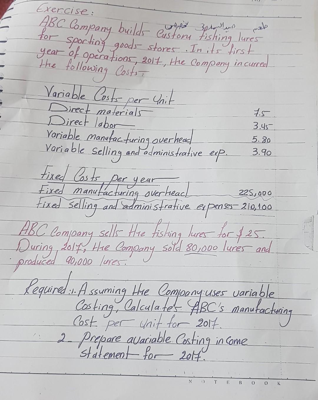  I need help Exercise: ABC Company builds custom Pershing for sporting