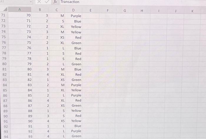 & \\ \hline 26 & 25 & 2 & XS & Purple