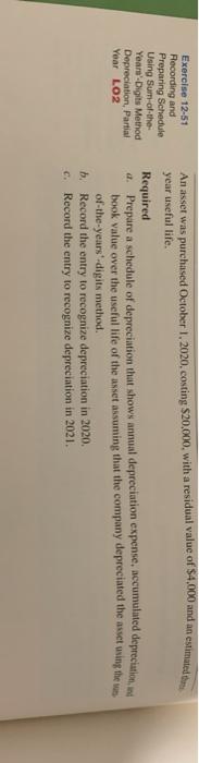  Exercise 12-51 Recording and Preparing Schedule Using Sum-of-the- Year-Digits Method Depreciation,