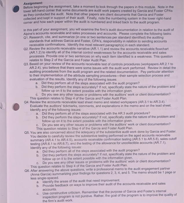  Assignment: Before beginning the assignment, take a moment to look through