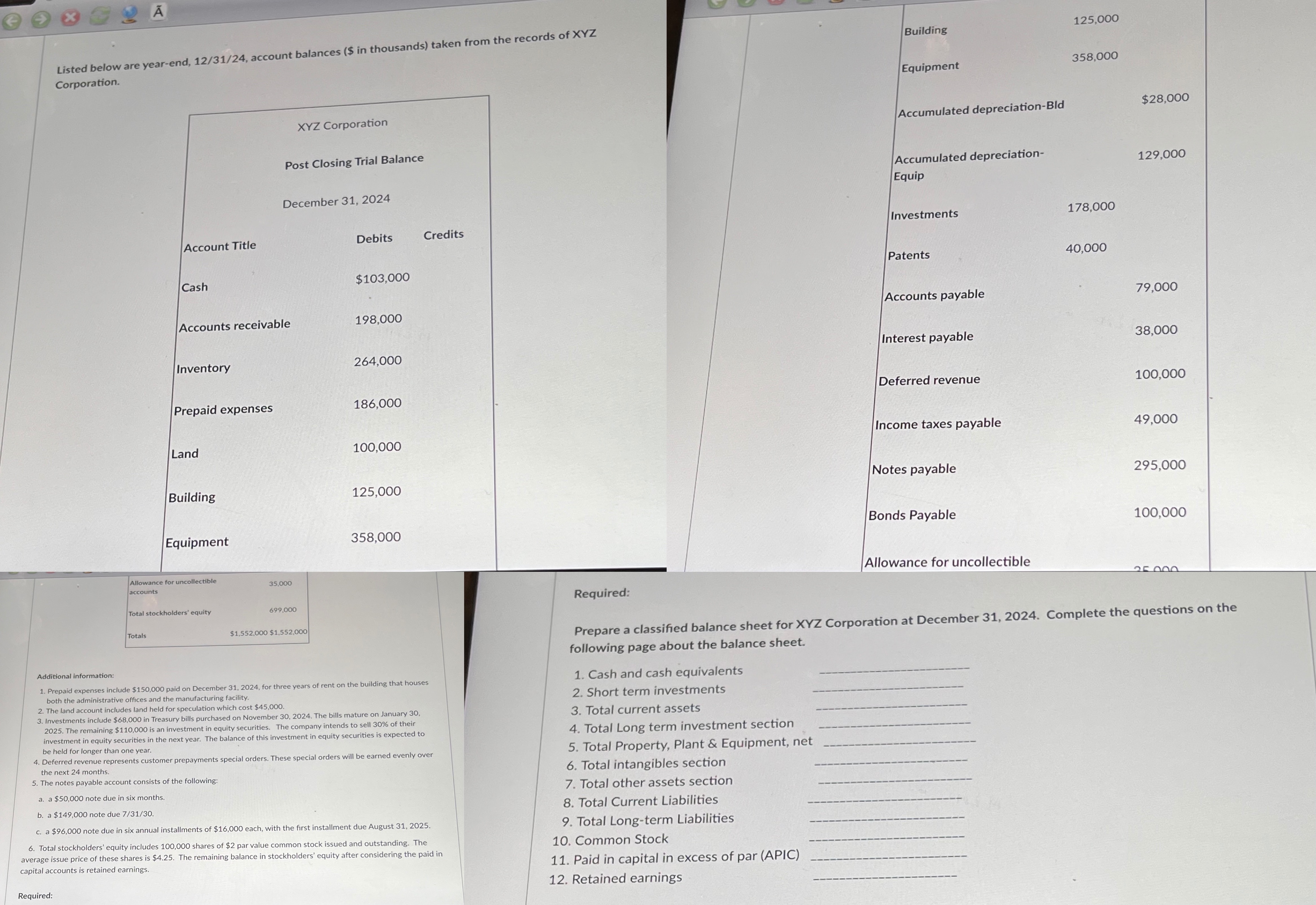  Listed below are year-end, 1231?24, account balances ( $ in thousands)