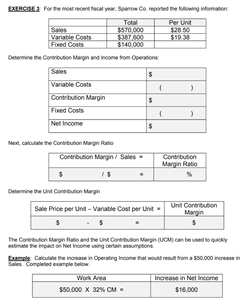 After completing Exercise 3, what is the correct total for the increase