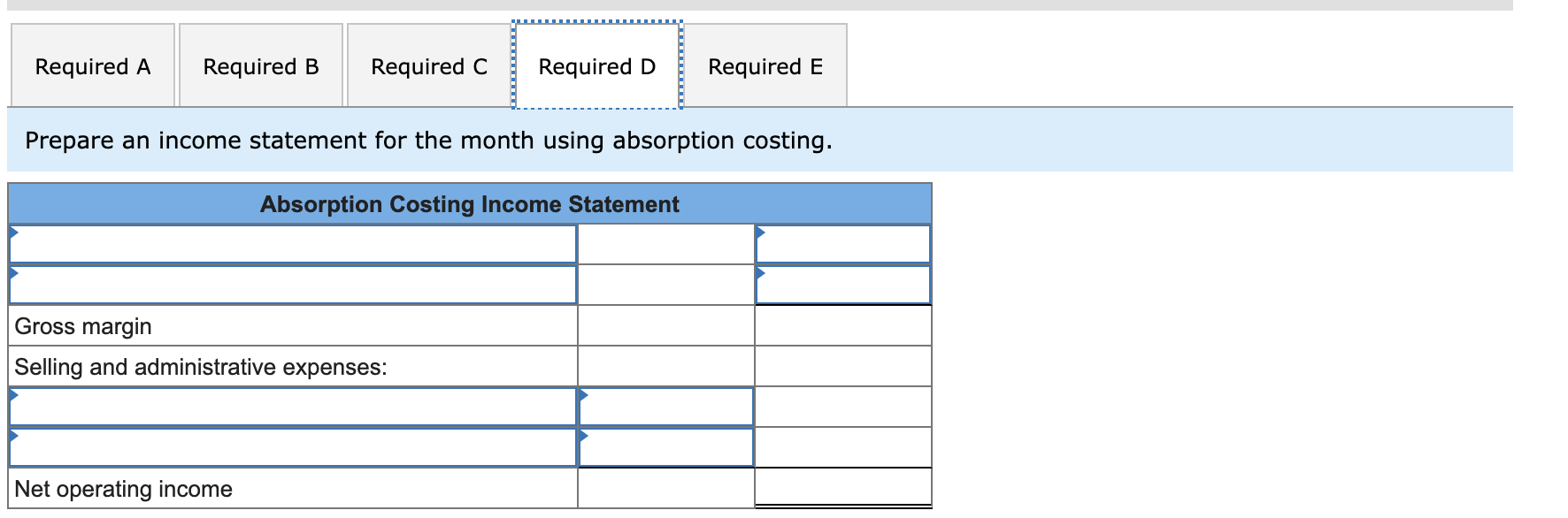 the following data concerning its most recent month of operations: $ 198