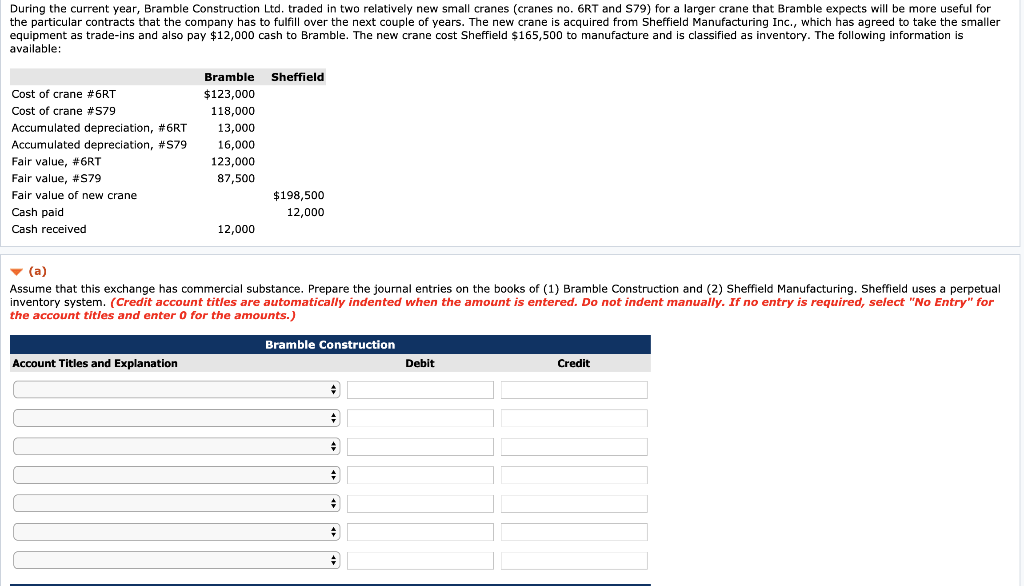 During the current year, Bramble Construction Ltd. traded in two relatively