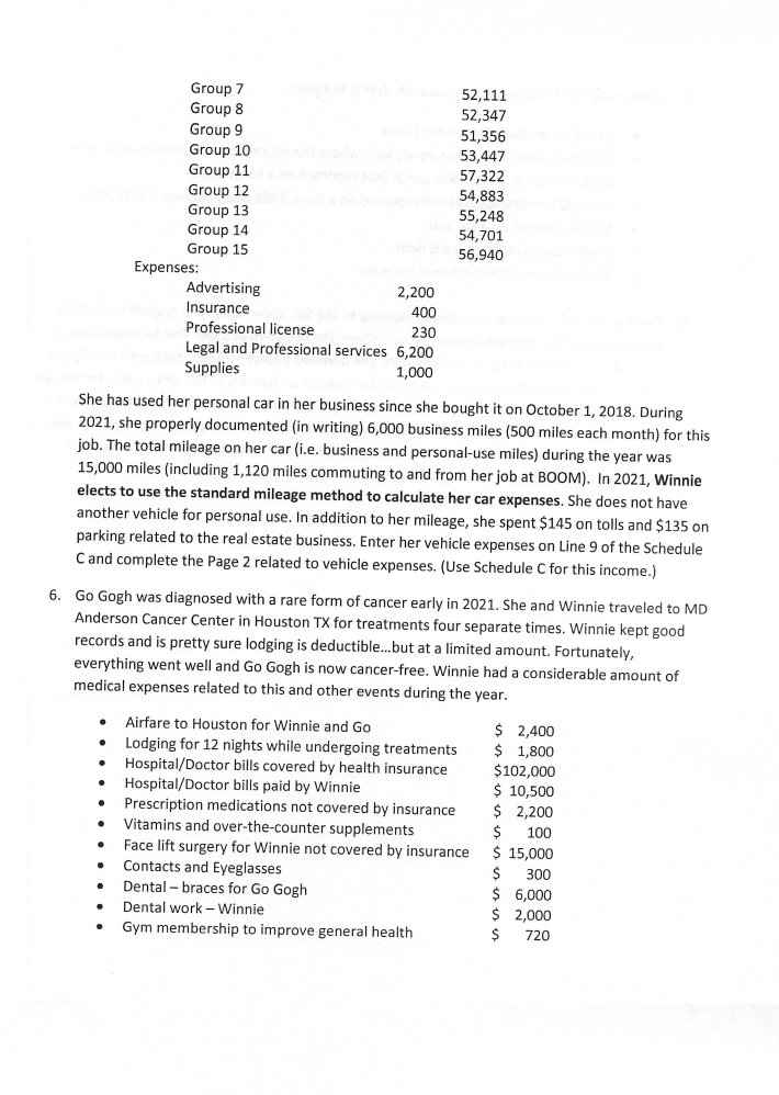 Bay Gogh's 2021 federal income tax return. If information is missing, use