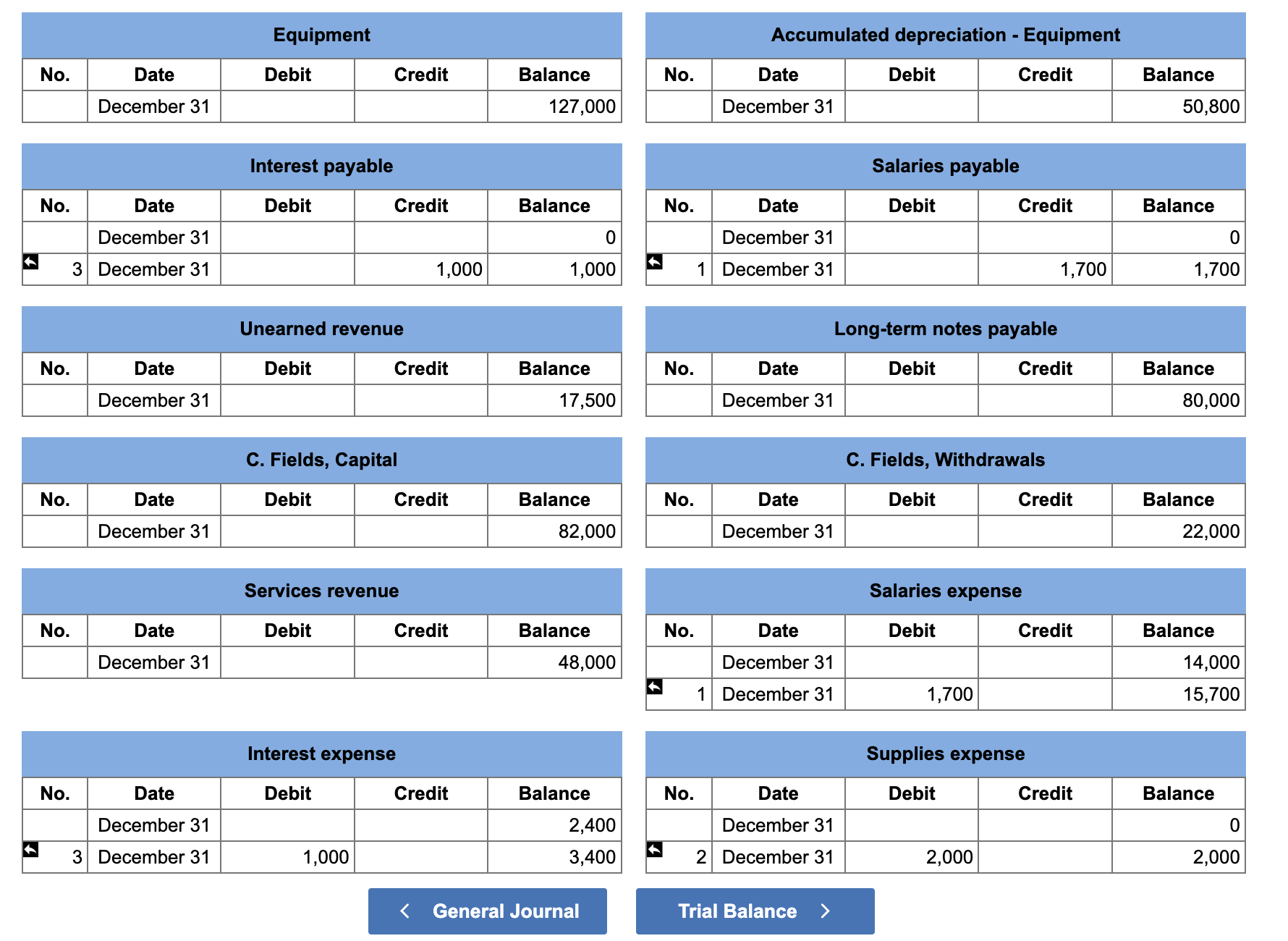 by selecting "Post-closing" from the drop-down below. Then, for each account, use
