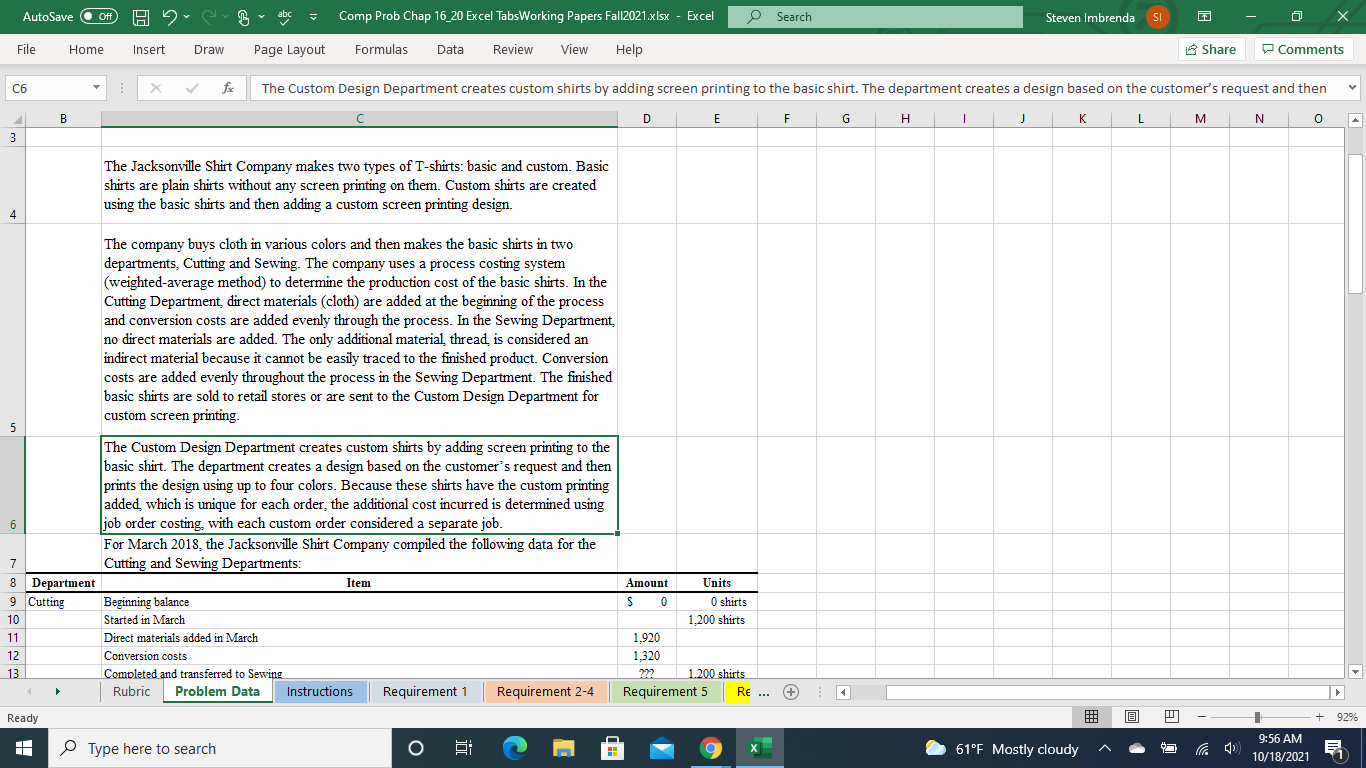 Please include excel formulas thanks! AutoSave Comp Prob Chap 16_20 Excel