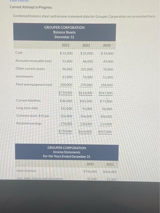  VIEW POLICIOS Current Attempt in Progress Condensed balance sheet and income