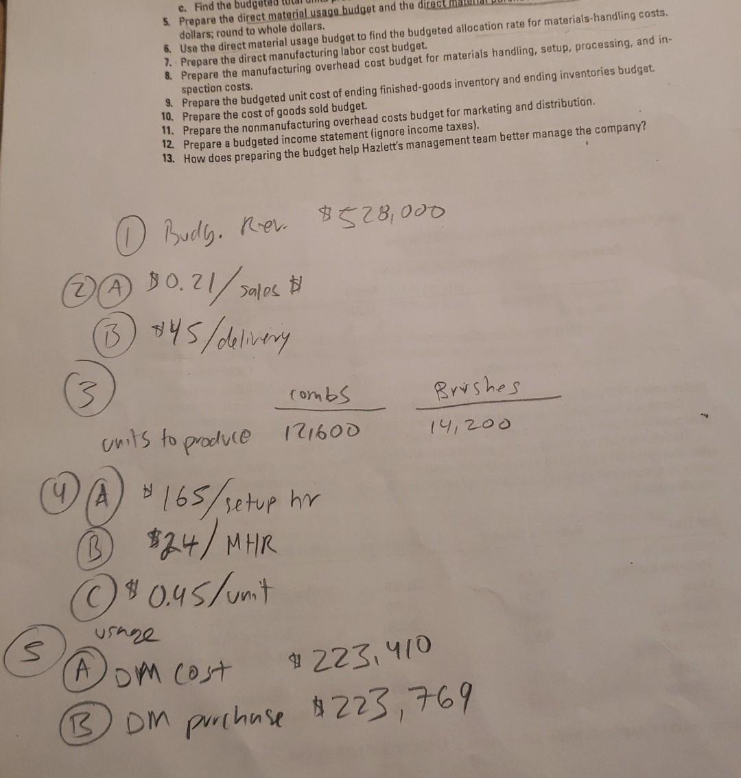 manufacturing, two products. Hazlett, Inc., operates at capacity and makes plastic combs
