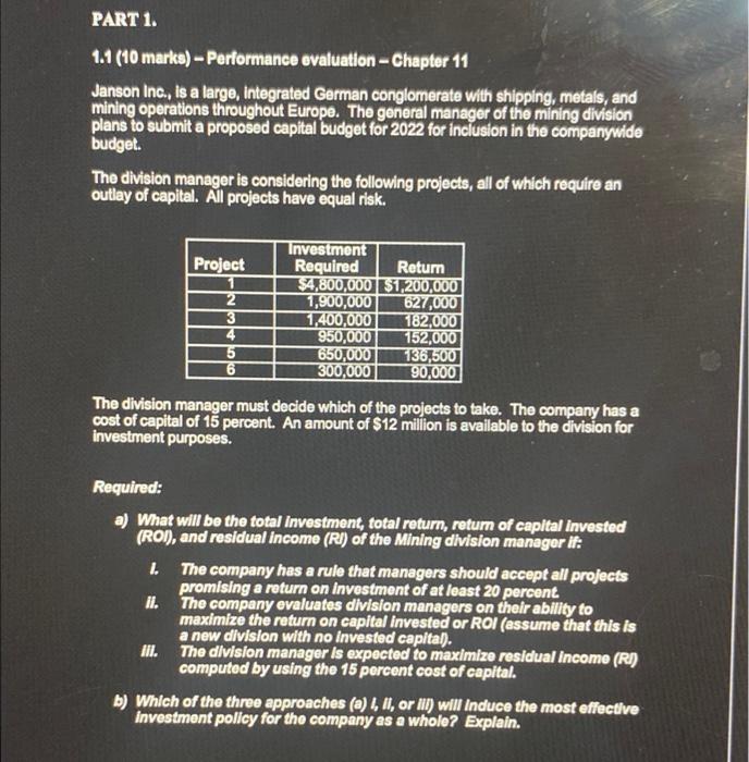  PART 1. 1.1 (10 marks) - Performance evaluation - Chapter 11