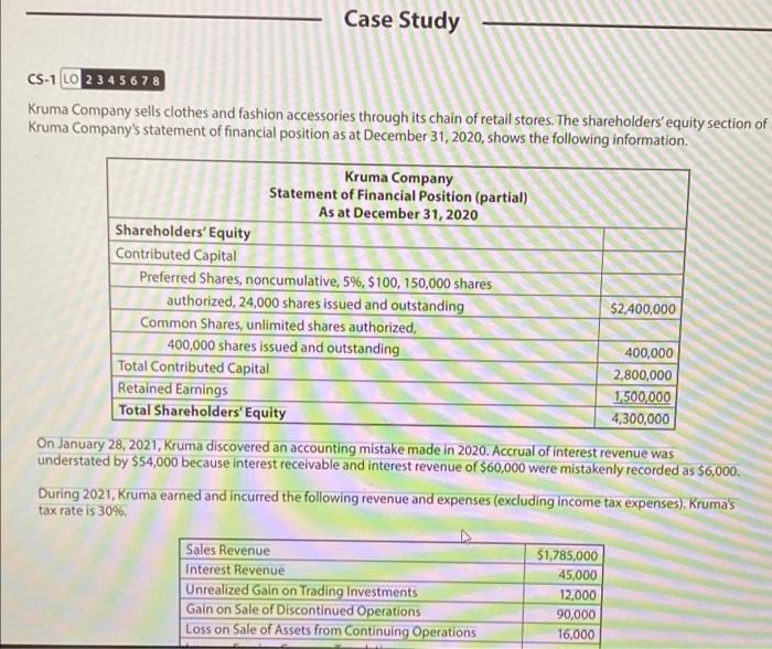 case study need answers as soon as possible Case Study CS-1 LO