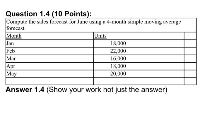 I need answer with full work and asap Question 1.4 (10 Points):