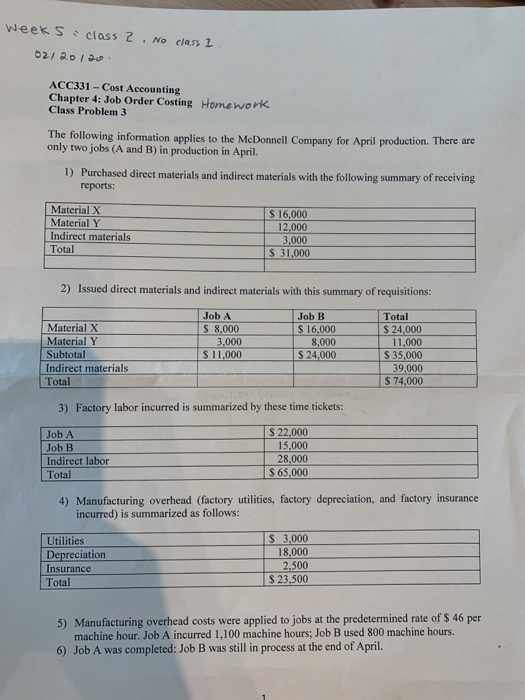  Weeks: class z. No class 2 02/ 2010 ACC331 - Cost