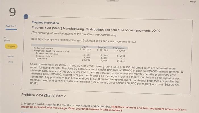  Help 9 Part 2012 4 ponts Shipped Required Information Problem 7-2A