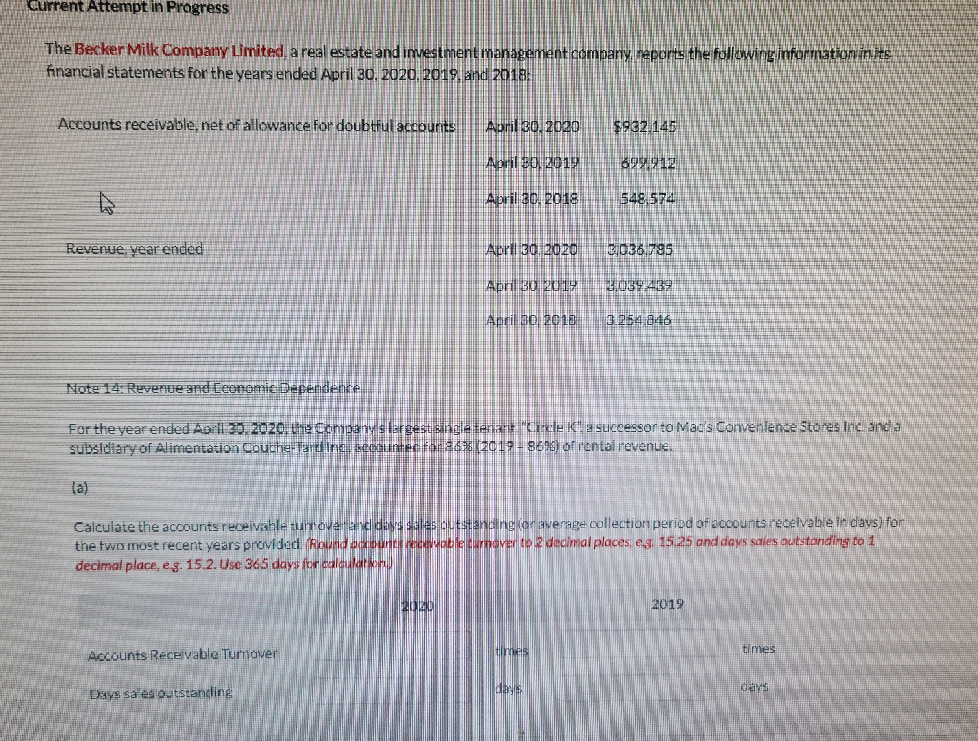  Current Attempt in Progress The Becker Milk Company Limited, a real