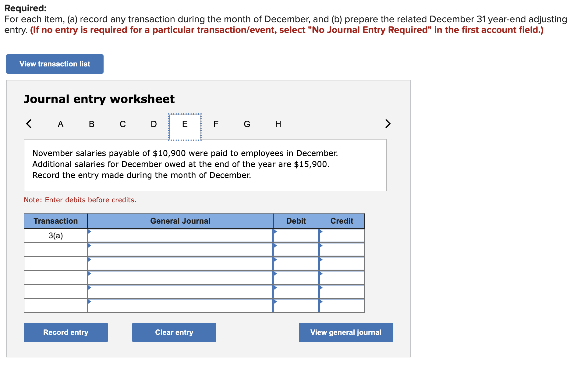 were $4,400. Supplies on hand at the end of December equal $3,450.