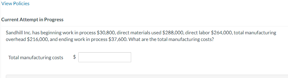  Sandhill Inc. has beginning work in process $30,800, direct materials used