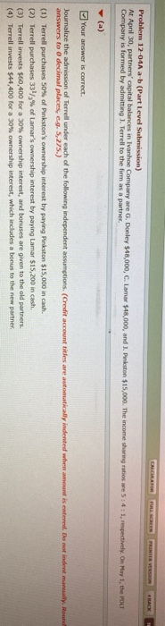  CALCULATO PRINTER VERSOON 4 BACK Problem 12-04A a b (Part Level