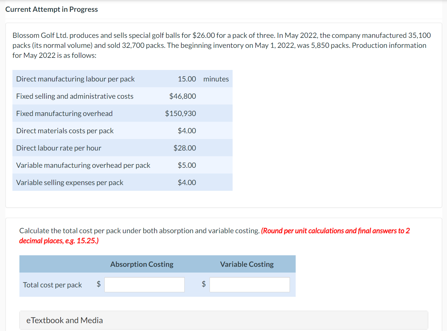  Current Attempt in ProgressCurrent Attempt in Progress Blossom Golf Ltd. produces