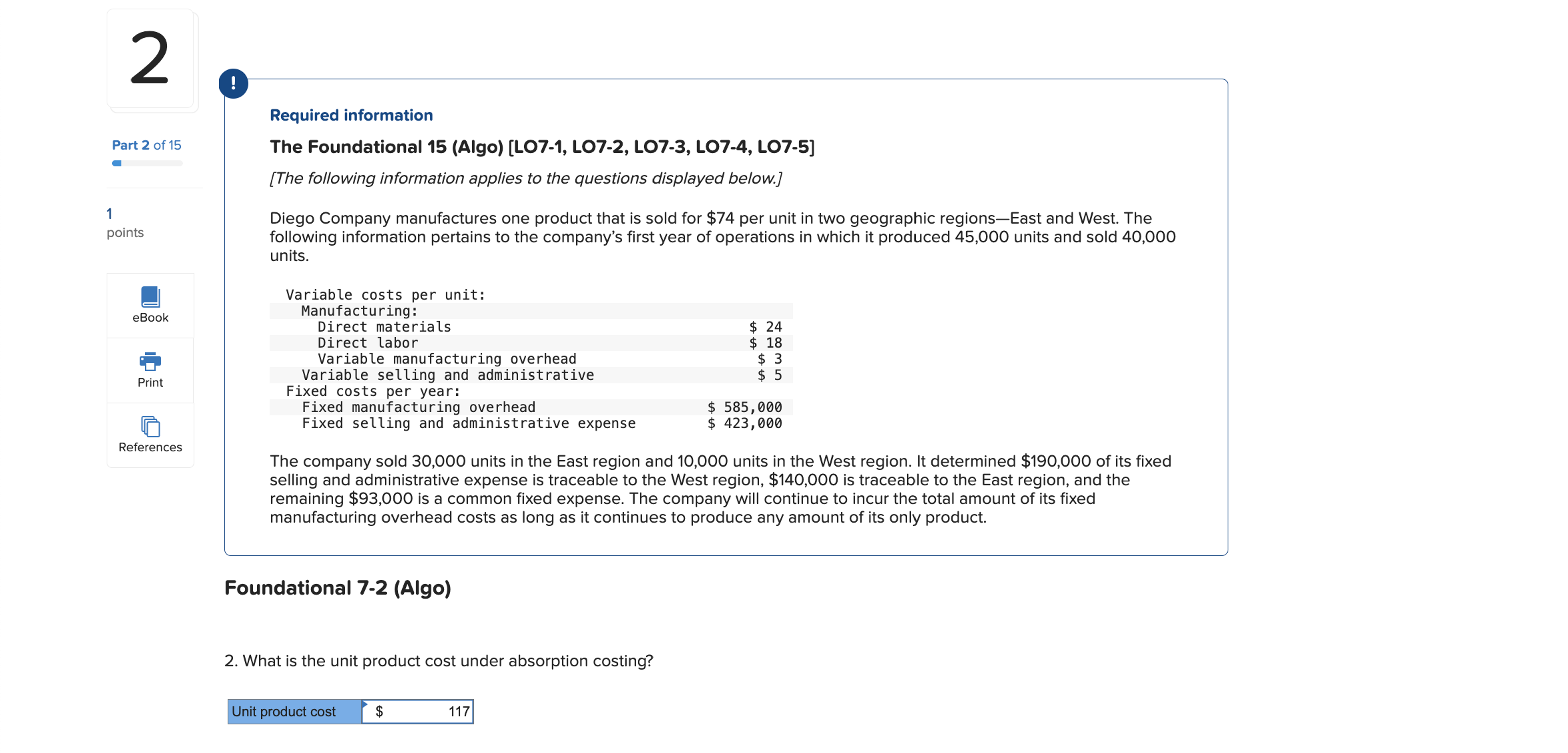  Required information The Foundational 15(Algo)[LO7-1, LO7-2, LO7-3, LO7-4, LO7-5] [The following