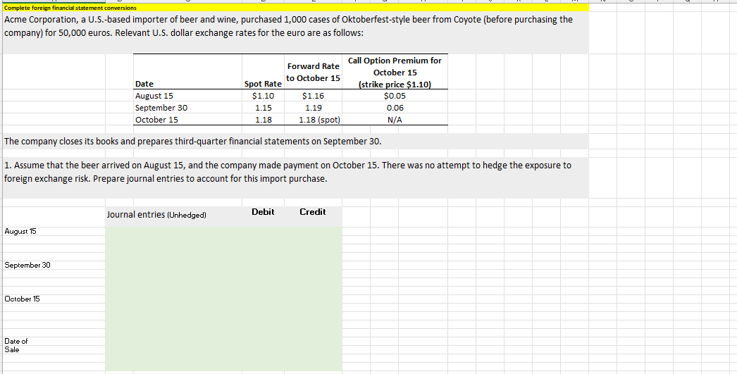  Complete foreign financial statement conversions company entered into a two-month forward