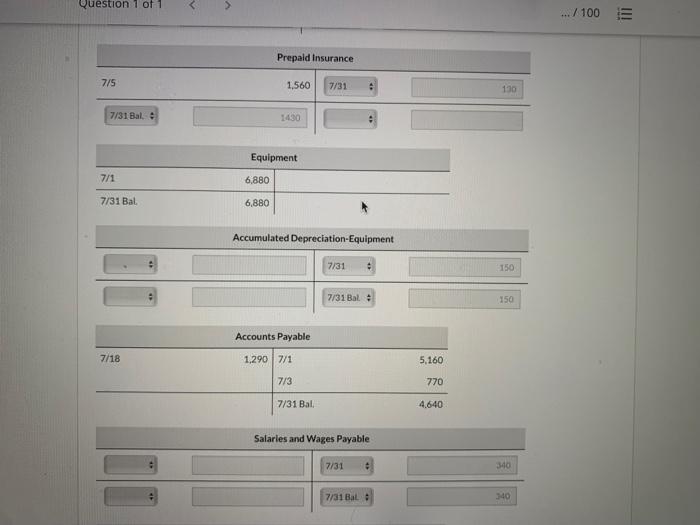 cleaning services performed Paid $ 860 cash on amount owed on truck