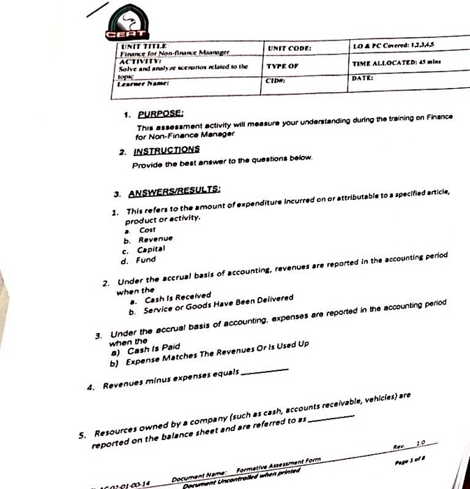  all q i need A UNIT CODE: LO A PC Covered: