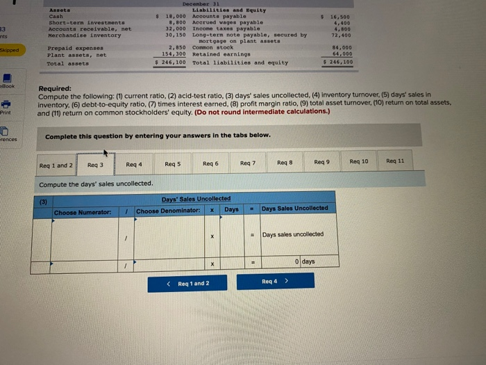 balance sheet amounts at December 31 of the prior year were inventory,