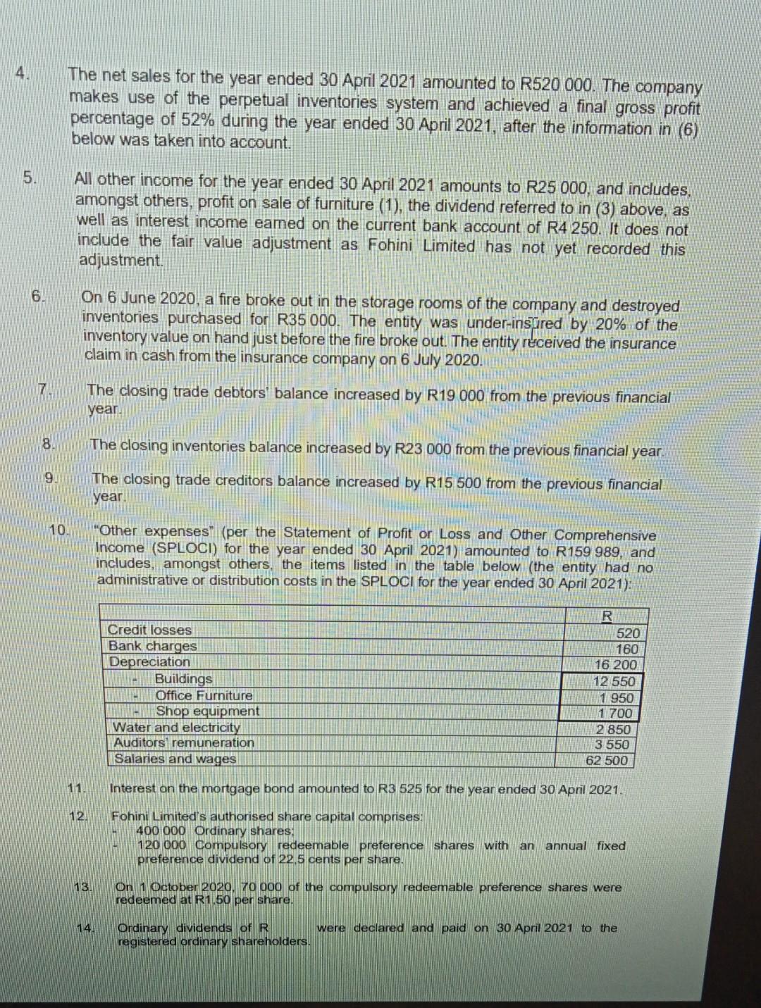 the answer Tarks, 50 minutes) FOHINI LIMITED is a retail clothing company,