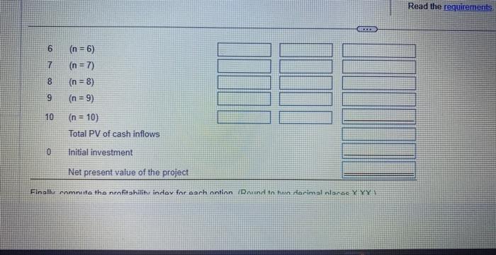 Compute the payback for both options. Begin by completing the payback schedule