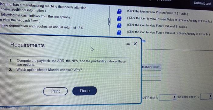 Compute the ARR (accounting rate of return) for each of the options: