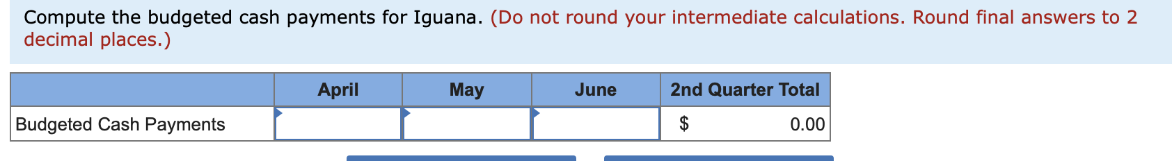 40 percent of next month's sales. Ending direct materials inventory should be