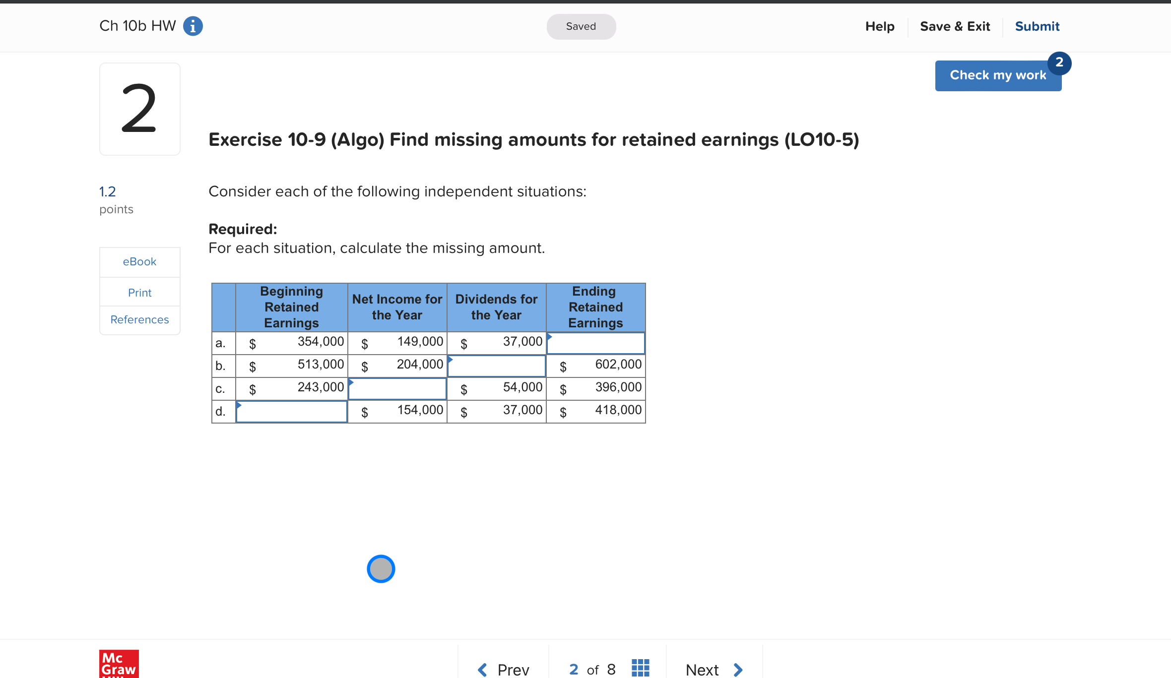  Ch 10b HW Saved Help Save & Exit Submit 2 Check