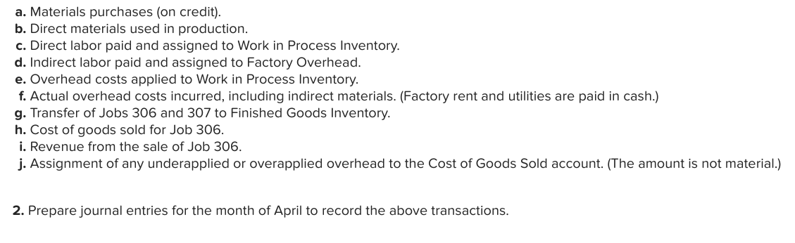 direct materials used in production. 3.Record the Direct labor paid and assigned