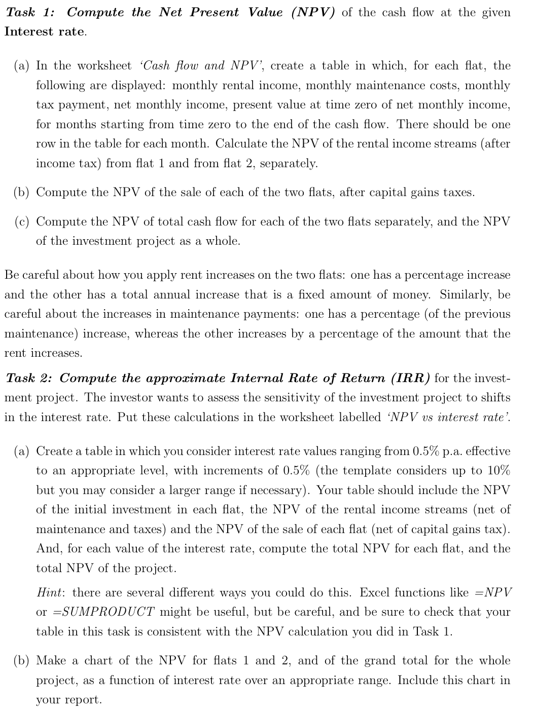  (c) Determine from this plot the approximate internal rate of return