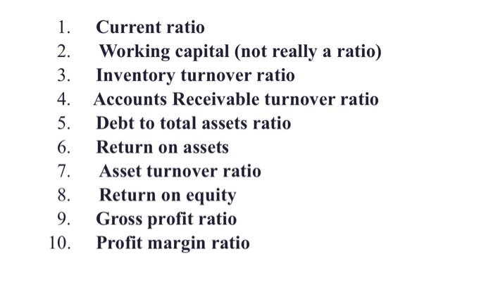  Calculate the most recent two years' ratios below (equations attached) balance