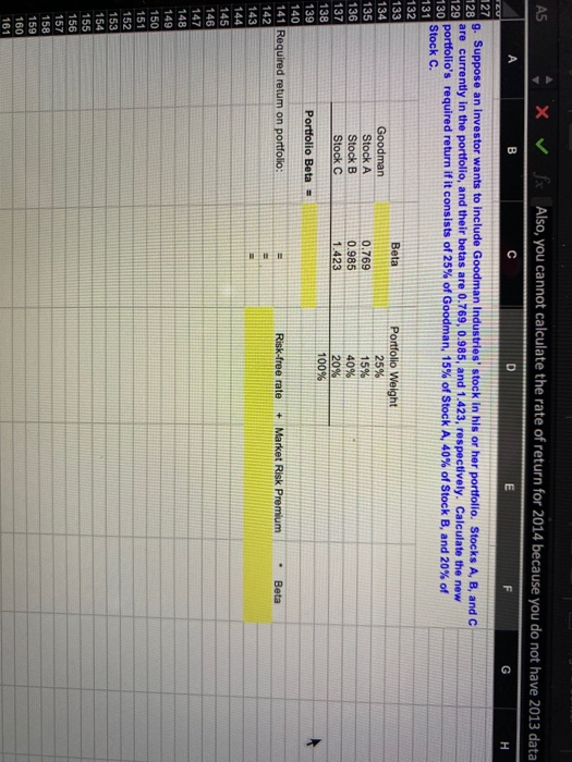 H 5 6. Use the data given to calculate annual returns for