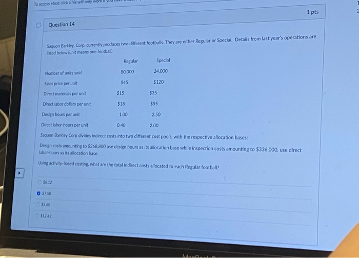  To access text click this will only work! 1 pts Question