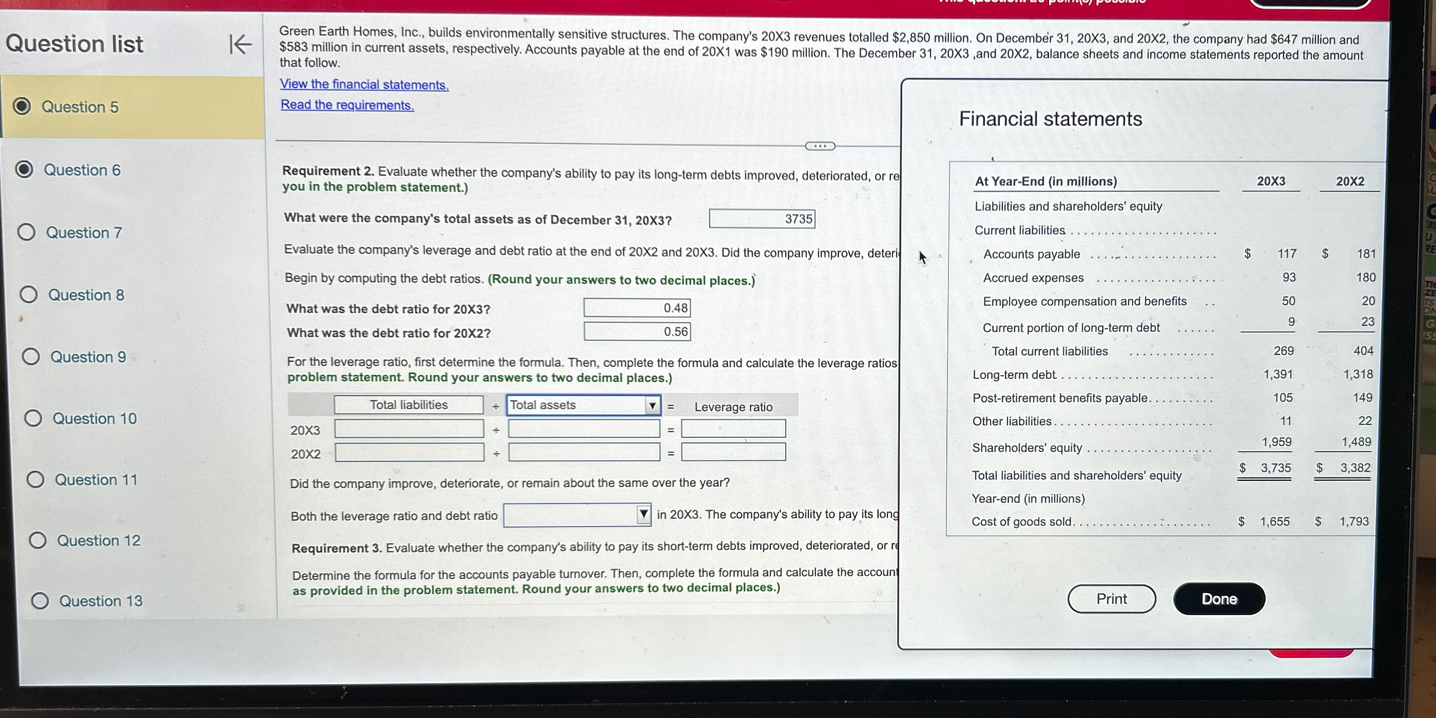  Question list Question 5 Question 6 Question 7 Question 8 Question
