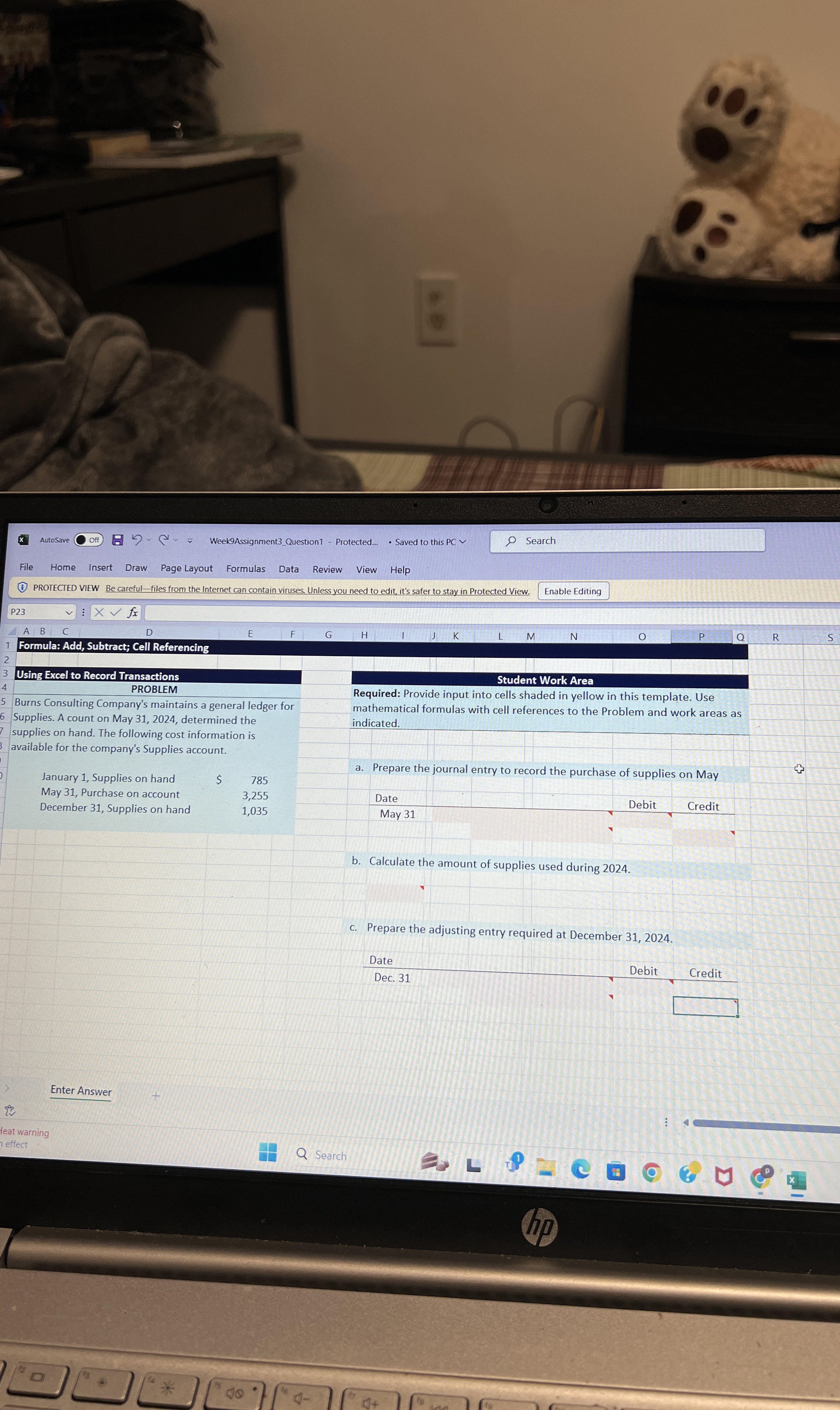  AutoSave vv Week9Assignment3_Question1- Protected. Saved to this PC Search File Home
