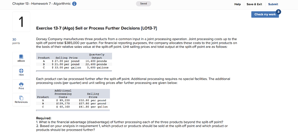  Chapter 13 - Homework 7 - Algorithmic Seved Help Save &